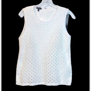 Talbots bright white textured sleeveless top great layering piece Sz SP